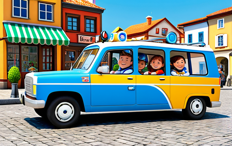 Robocar Poli Teamwork**
"Robocar Poli, Amber, Roy, and Helly standing together in a sunny town square, smiling, fully clothed in their rescue vehicle forms, appropriate attire, safe for work, perfect anatomy, natural proportions, family-friendly, colorful illustration, high quality."
**