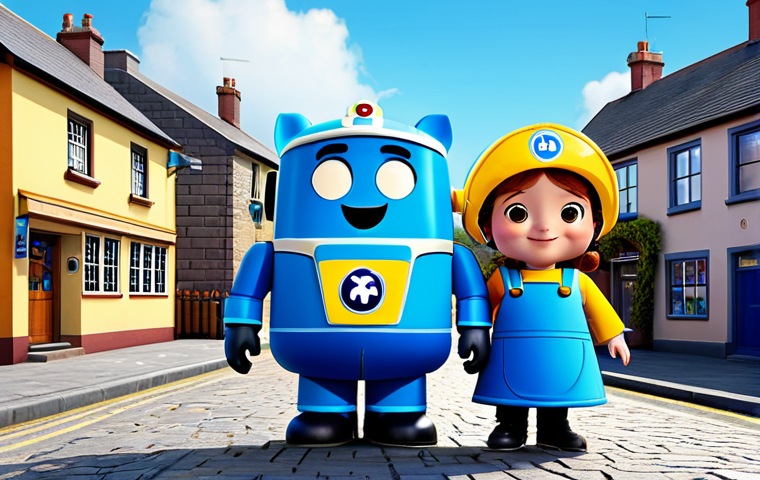 Robocar Poli Team in Broomstown**
"The Robocar Poli team (Poli, Amber, Roy, and Helly) standing together in Broomstown, a bright and cheerful town, fully clothed, appropriate attire, safe for work, perfect anatomy, natural proportions, family-friendly, professional illustration, high quality."
**