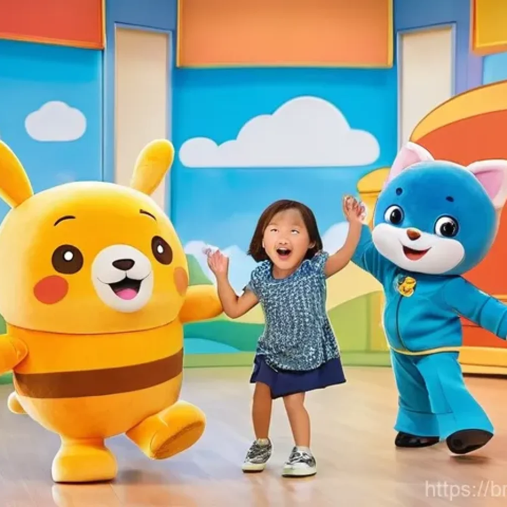 로보카폴리 캐릭터 테마송 - **Joyful Children Dancing with Robocar Poli Characters:**
"A vibrant and colorful scene featurin...