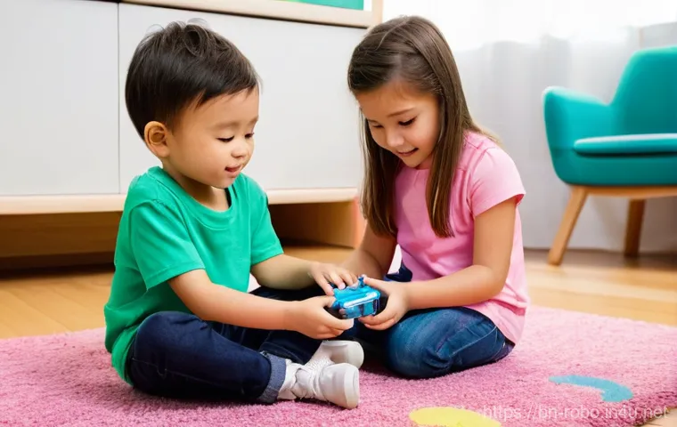 로보카폴리 관련 상품 평가 - **Prompt:** A cheerful 5-year-old boy, dressed in a bright blue t-shirt and shorts, is immersed in i...
