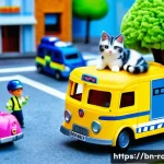 로보카폴리와 어린이의 학습 효과 - **Prompt 1: Heroic Rescue and Problem-Solving**
"A vibrant, high-angle outdoor shot of Robocar P...