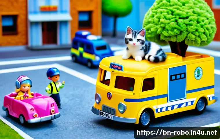 로보카폴리와 어린이의 학습 효과 - **Prompt 1: Heroic Rescue and Problem-Solving**
"A vibrant, high-angle outdoor shot of Robocar P...